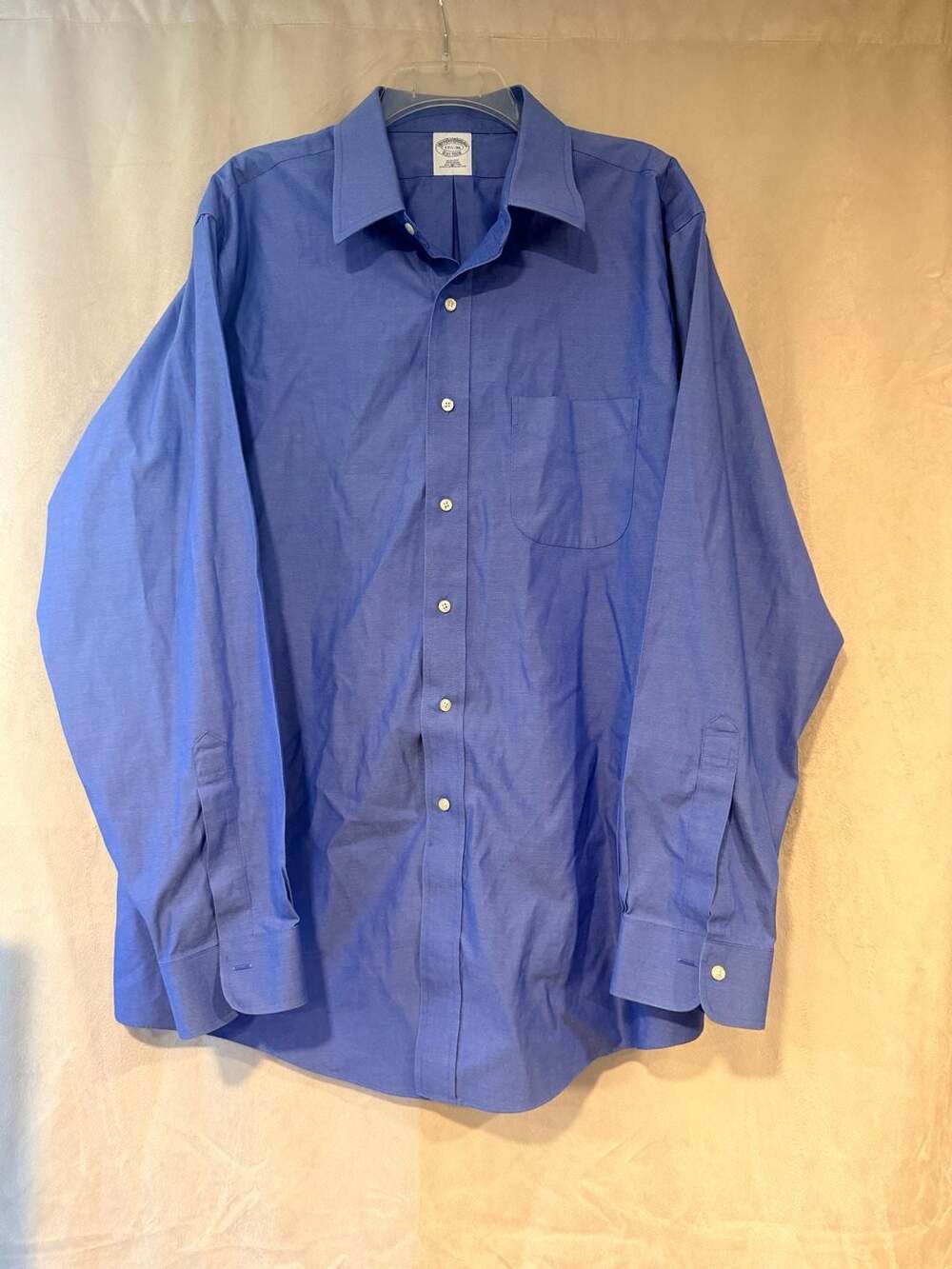 Brooks Brothers Slim Fit Non-Iron Blue Dress Shirt Size 17.5 36